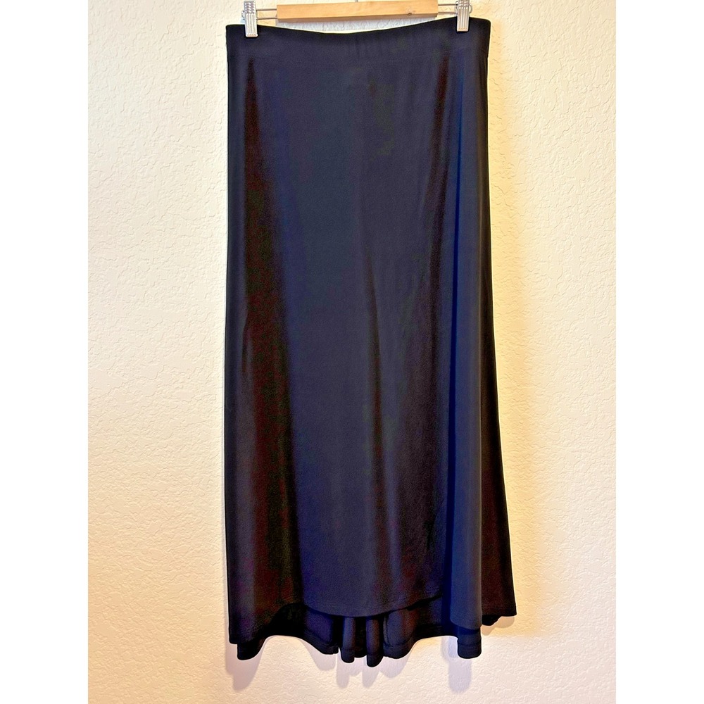 INC Black Stretch‎ Maxi Skirt Size L Gothic Witchy Dark Romantic Classic Pull On